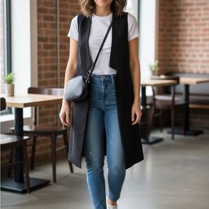 Chic Black Long Vest
